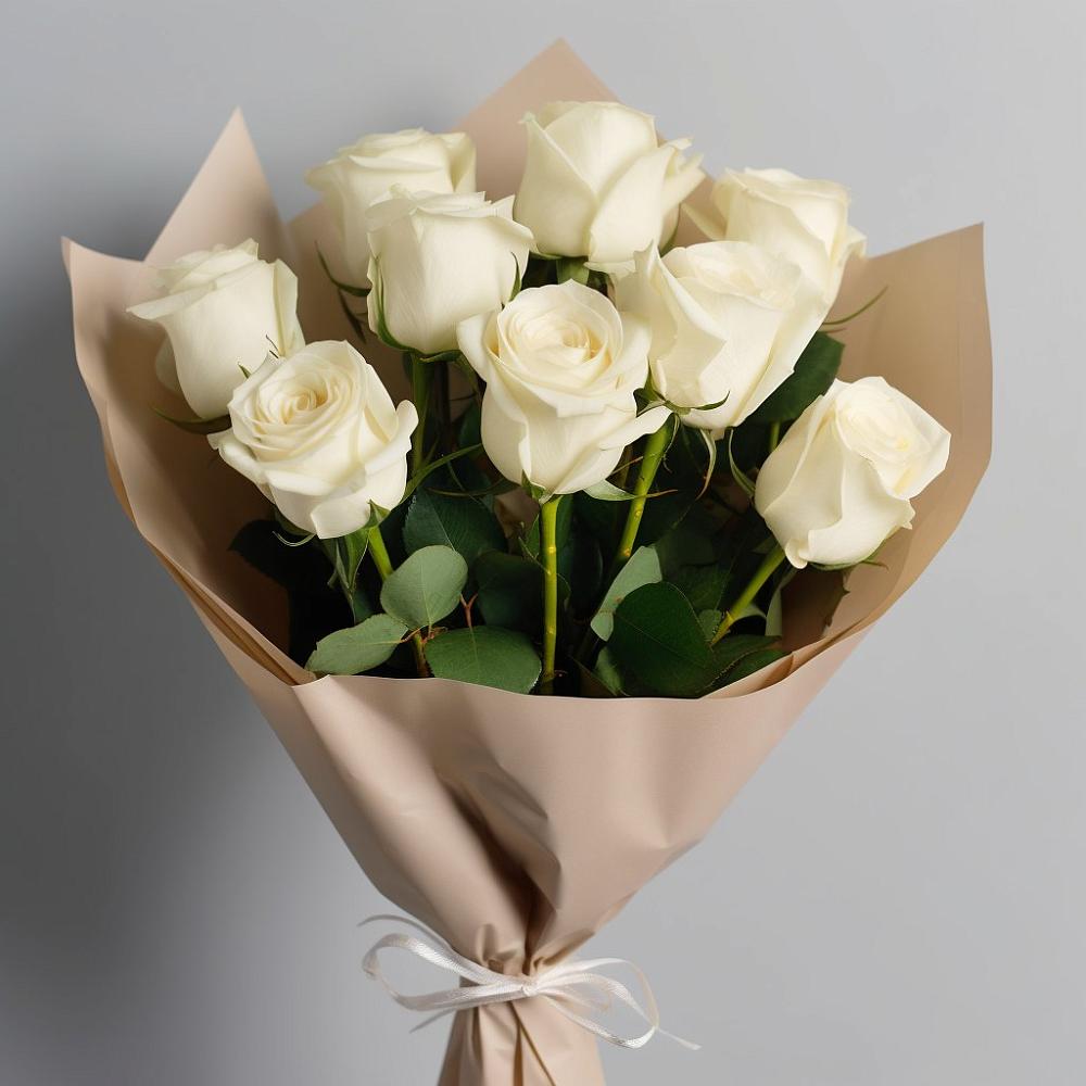 Букет 9 Белых роз Эдлесс Лав в Оханске