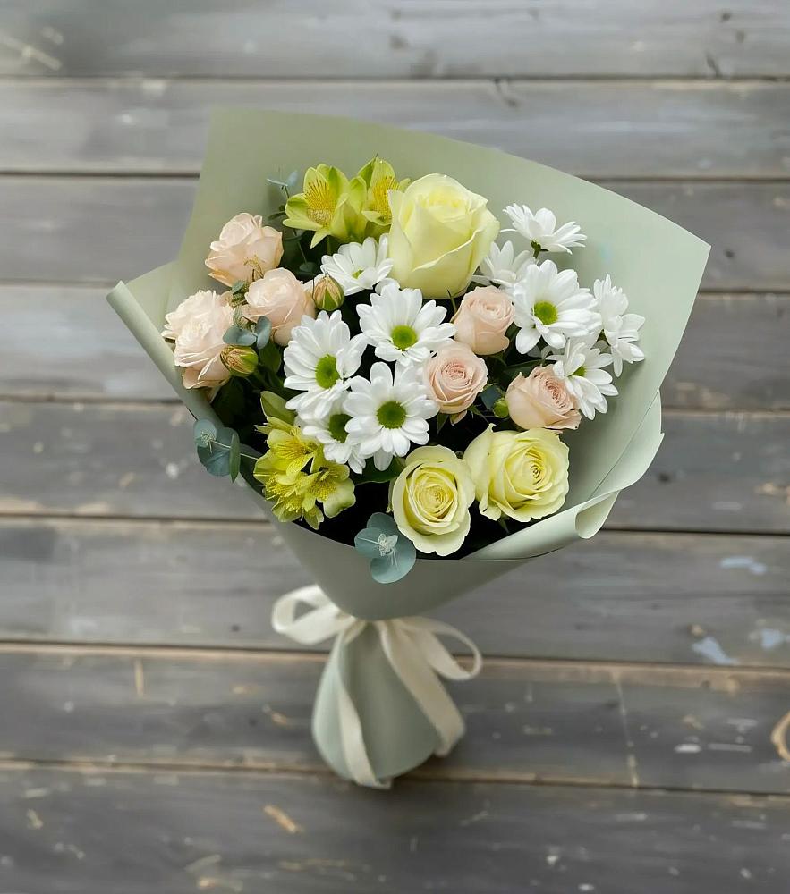 Букет цветов из: Альстромерии, Розы и Хризантемы в Оханске