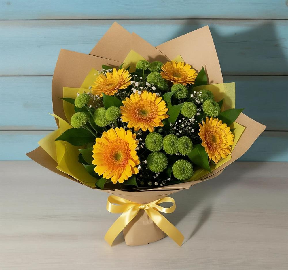 Букет цветов из: Герберы и Хризантемы в Оханске