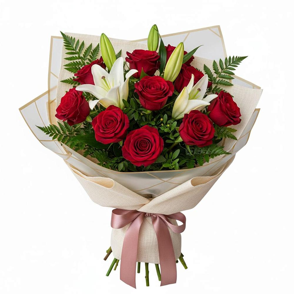 Букет цветов из: Лилии и Розы в Оханске