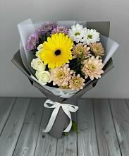 Букет цветов из:  Розы, Герберы и Хризантемы в Оханске