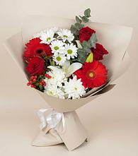 Букет цветов из:  Розы, Хризантемы, Герберы и Лилии #REPLACE_PRED# Оханске