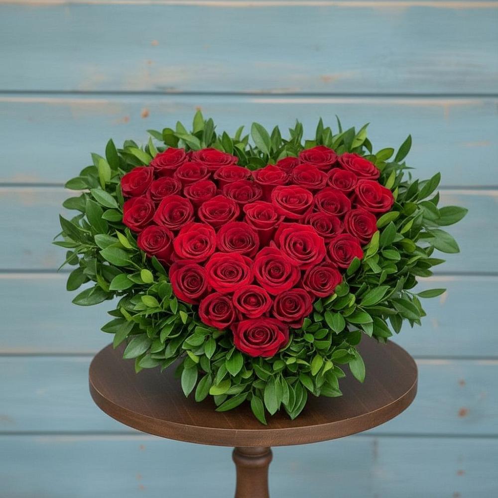 Цветочная композиция из Розы в виде сердца в Оханске