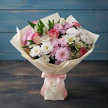 Букет цветов из:  Хризантемы, Альстромерии и Розы в Оханске