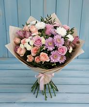 Букет цветов из:  Хризантемы, Розы и Альстромерии #REPLACE_PRED# Оханске