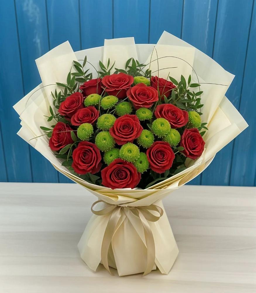 Букет цветов из: Розы и Хризантемы в Оханске